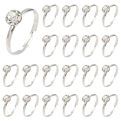 Платина 40шт. регулируемые кольца на палец из сплава со стразами для женщин, платина, 6.5 мм, размер США 7 1/4 (17.5 мм)