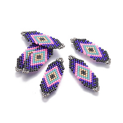 Разноцветный Японский бисер miyuki & toho ручной работы ссылки, Ткацкий станок, красочный, 35~36.5x12.5x2 мм, отверстие : 2x3 мм