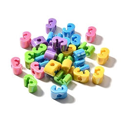 Number Непрозрачные акриловые бусины с УФ-покрытием, радужный, число, 3, 22.5x14x14 мм, отверстие : 6 мм