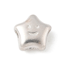 Серебро 925 серебряные бусины в форме улыбающегося лица, с печатью 925, серебряные, 5.5x6x3 мм, отверстие : 1 мм
