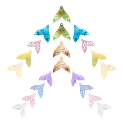 Mixed Color 20Pcs 2 Sizes Cellulose Acetate(Resin) Pendants, Mermaid Tail, Mixed Color, 19~26.5x19~26.5x2.5~3mm
