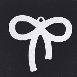 Silver Aluminium Big Pendants, Laser Cut Big Pendants, Bowknot, Silver Color Plated, 44.5x50x1mm, Hole: 3mm