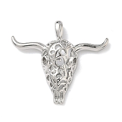 Платина Латунные подвески, прелести головы быка, платина, 31x35x7.5 мм, отверстие : 4.5x2.5 мм