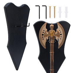 Черный Деревянная подставка для катаны для меча, кронштейн самурайский меч дисплей мольберты, форма щита, чёрные, 40.5x24x1.5 см