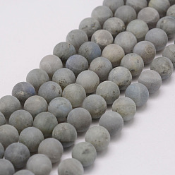 Labradorite Natural Labradorite Beads Strands, Frosted, Round, 8mm, Hole: 1mm, about 48pcs/strand, 15.3 inch(39cm)