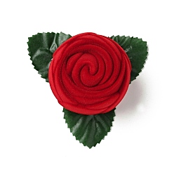 Rouge Boîtes à bagues roses en plastique flocage, pour l'emballage cadeau de la saint valentin, avec une éponge à l'intérieur, rouge, 7x8.5x5 cm, fleur : diamètre intérieur : 4.4cm