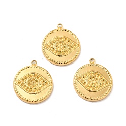 Real 18K Gold Plated Ion Plating(IP) 304 Stainless Steel Pendant Rhinestone Settings, Flat Round with Eye, Real 18K Gold Plated, Fit for 1mm Rhinestone, 19x16x2.5mm, Hole: 1.4mm
