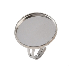 Нержавеющая Сталь Цвет 304 компоненты манжетного кольца из нержавеющей стали, настройки кольца чашки безеля, плоско-круглые, цвет нержавеющей стали, лоток : 22 мм, 20 мм внутренним диаметром, Кольцо: 17 mm