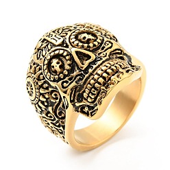 Античное Золото 316 череп из нержавеющей стали с перекрещенным кольцом на пальце, готические украшения для мужчин и женщин, Хэллоуин тема, ионное покрытие (ip), античное золото , размер США 11 1/4 (20.7 мм)