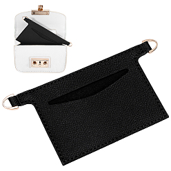 Черный Органайзер для сумок из волокна, мини-конверт для сумочки, формирователь формы из высококачественного волокна, аксессуары для сумок, с золотистыми люверсами, прямоугольные, чёрные, 71x149x4.5 мм, отверстие : 7x7.5 мм