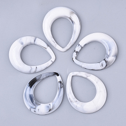 (7BDF) Прозрачный морозный бирюзовый Акриловые подвески, Стиль имитация драгоценных камней, слеза, призрачный белый, 53x43.5x8 мм, отверстие : 26x36 мм, Около 73 шт / 500 г