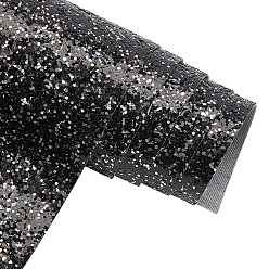 Black Paillette Imitation Leather Fabric, for Garment Accessories, Black, 135x30x0.1cm