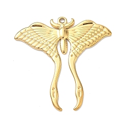 Настоящее золото 18K 304 подвески из нержавеющей стали, очарование бабочки, реальный 18 k позолоченный, 39.5x39x2 мм, отверстие : 1.8 мм