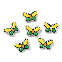 Желтый Прозрачные стеклянные эмалевые бусины, бусины ручной работы, бабочка, окрашенная и подогревом, желтые, 10~10.5x14~14.5x5.5~6 мм, отверстие : 1~1.2 мм