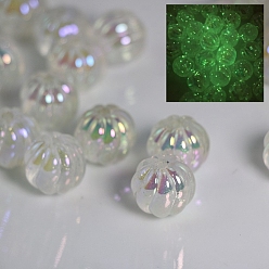 Тыква Светящиеся непрозрачные акриловые бусины, AB цвет, светится в темноте, тыква, тыква, 16 мм