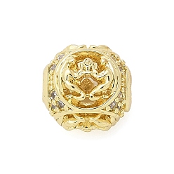 Близнецы Латунные микро проложить кубического циркония бусы, двенадцать созвездий, реальный 18 k позолоченный, Близнецы, 9x9x10 мм, отверстие : 2.7 мм