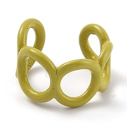 Dark Khaki Alloy Enamel Cuff Rings, Open Rings, Round Ring, Dark Khaki, US Size 6(16.5mm)