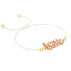 Pink Регулируемые браслеты из стеклянных бусин, плетеные браслеты из волоконного шнура для женщин, Слово любовь, розовые