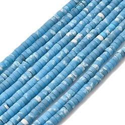 Темно-Голубой Окрашенные нити синтетических бус императорской яшмы, матовые, Плоский круглый / диск, Heishi бусы, глубокое синее небо, 4~4.5x2~2.5 мм, отверстие : 0.9 мм, около 160~163 шт / нитка, 14.53''~14.72'' (36.9~37.4 см)