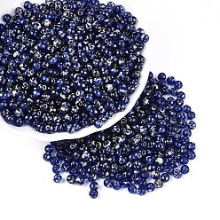 Средно-синий Краска для выпечки пикассо стеклянные бусины, круглые, светло-синий, 4~4.5 мм, отверстие : 1 мм, Около 4500 шт / фунт