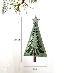 Зеленый Рождественские фетровые подвесные украшения в форме елки, для подвесных украшений на елку, зелёные, 145x80 мм