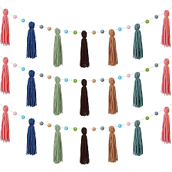 Разноцветный Гирлянда из шерстяных войлочных шариков с кисточками, для вечеринок, фестивалей, украшений для дома, красочный, 1600x130x21 мм