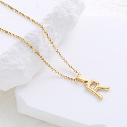 Letter R Ожерелья с подвесками в виде алфавита из нержавеющей стали для женщин, золотые, Буква R