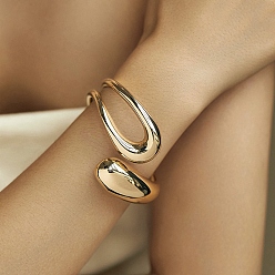 Золотой Браслеты из сплава на петлях для женщин, слеза, золотые, внутренний диаметр: 2-1/8 дюйм (5.5 см) x 2-1/2 дюйм (6.4 см)