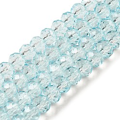 Светло-Синий Прозрачная краска для запекания стеклянные бусины нити, граненые, рондель, голубой, 6x5 мм, отверстие : 1.2 мм, около 80~85 шт / нитка, 38~40 см