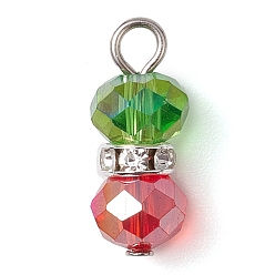 Платина Подвески из латуни, стразов и стекла, с железной фурнитурой, платина, 19x8 мм, отверстие : 2.5 мм