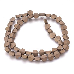 Coffee Plated Electroplated Non-magnetic Synthetic Hematite Beads Strands, Frosted, Trapezoid, Coffee Plated, 8x8x4mm, Hole: 1mm, about 52pcs/strand, 16.14 inch(41cm)