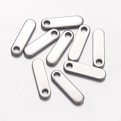 Stainless Steel Color Tarnish Resistant 201 Stainless Steel Charms, Oval, Stainless Steel Color, 12x3.5x1mm, Hole: 1.5mm