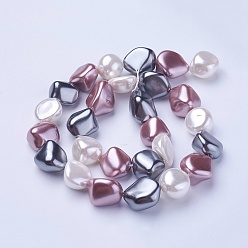 Разноцветный Оболочки жемчужина бисер нитей, самородки, красочный, 15~21x15~18x7.5~15 мм, отверстие : 1 мм, около 19 шт / нитка, 16.14 дюйм ~ 16.53 дюйм (41~42 см)