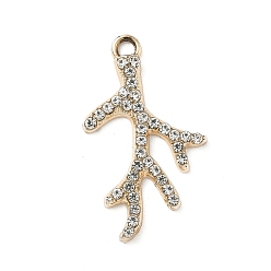 Branch Подвески из сплава и страза, золотые, филиал, 28.5x16.5x2 мм, отверстие : 2.2 мм
