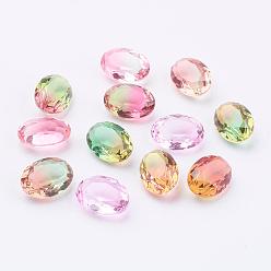 (52) Непрозрачная лаванда Заостренные назад k 9 стеклянные каменщики из горного хрусталя, граненые, овальные, разноцветные, 14x10x6.5 мм