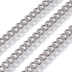 Stainless Steel Color Tarnish Resistant 201 Stainless Steel Curb Chains, Unwelded, Stainless Steel Color, 4x3x2mm
