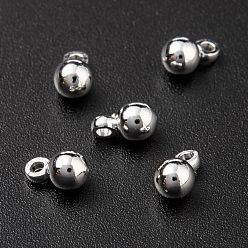 Посеребрённый Латунь прелести, долговечный, круглые, 925 серебро покрытием, 6x4 мм, отверстие : 1.2 мм