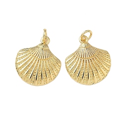 Настоящее золото 18K Латунные подвески, форма гребешка/форма ракушки, стойки покрытие, без свинца и без кадмия, долговечный, с целью перехода в кольце, реальный 18 k позолоченный, 19.5x17x2.5 мм, отверстие : 3.2 мм