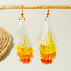 Разноцветный Серьги-кисточки из сплава и хлопкового шнура на Хэллоуин, золотые, красочный, 85x30 мм