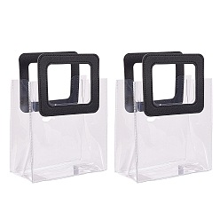 Черный Прозрачный мешок для лазера из пвх, сумка, с ручками из искусственной кожи, для подарочной или подарочной упаковки, прямоугольные, чёрные, 10x7-1/8 дюйм (25.5x18 см), 2 шт / комплект