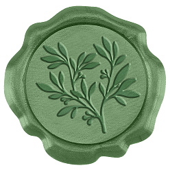 Лист 50шт. клейкие восковые наклейки, конверт печать украшения, для поделок альбом diy подарок, оливковый, лист, 30 мм