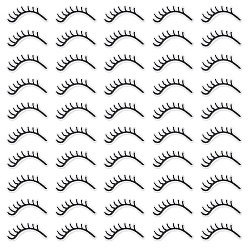 Черный 50шт ресницы полиэстер компьютеризированная ткань для вышивки гладить на патчах, аксессуары для костюма, аппликация, чёрные, 49x16x1.5 мм