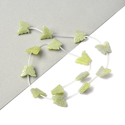 Масло Нефрит Натуральное сливочное масло нефрита бисер нитей, бабочка, с пластиковыми трубчатыми бусинами, 11~12x14~16x4~5 мм, отверстие : 0.7 мм, около 14 шт / нитка, 14.96'' (38 см)