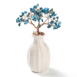 Апатит Натуральная апатитовая крошка украшения денежного дерева, случайно смешанная фарфоровая ваза с медной проволокой, энергетический камень фэн-шуй, подарок для домашнего офиса, украшение рабочего стола, 48~62x140 мм