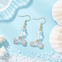 Прозрачный Серьги-подвески из нержавеющей стали и стекла «рыбий хвост», реальный 304 k позолоченный, прозрачные, 18 мм