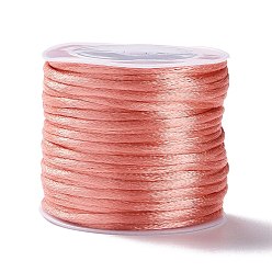 Indian Red Nylon Satin Rattail Cords, for Beading Jewelry Making Chinese Knot Macrame Craft, Indian Red, 1.5mm, about 16.4 yards(15m)/roll