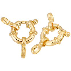 Real 18K Gold Plated 2Pcs 925 Sterling Silver Spring Ring Clasps, Ring, Real 18K Gold Plated, 10mm