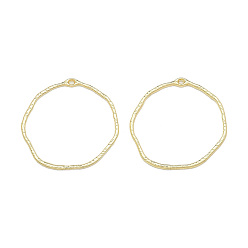 Light Gold Alloy Open Back Bezel Pendants, For DIY UV Resin, Epoxy Resin, Pressed Flower Jewelry, Cadmium Free & Lead Free, Irregular Ring, Light Gold, 42.5x42.5x2mm, Hole: 1.6mm