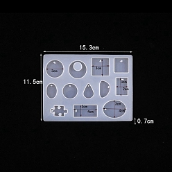 Плоский Круглый Подвески в форме пищевого силикона, формы для литья смолы, для уф-смолы, изготовление изделий из эпоксидной смолы, белые, плоско-круглые, 153x113x7 мм