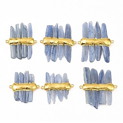 Золотой Подвески-соединители из натурального кианита, с латунной фурнитурой , золотые, 42~47.5x42.5~57.5x7.5~8 мм, отверстие : 1.8~2 мм